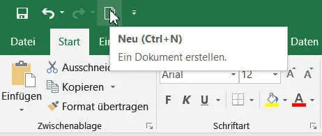 Neues Dokument Excel