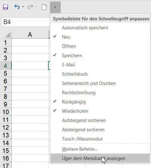 Excel Menüband
