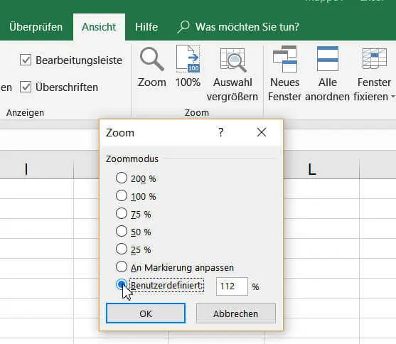 Excel Zoom Modus lernen