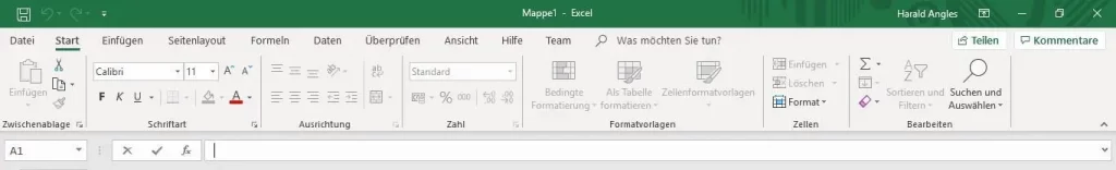 Excel Befehlsbereich lernen